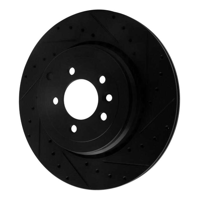 Land Rover Range Rover Sport Brake Rotor (1) - Rear Right - R1 Concepts - Drilled & Slotted - Black - `10-`13